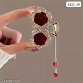 Impression Velvet Rose Cherry High Ponytail Mini Claw Clip (Pack of 12)